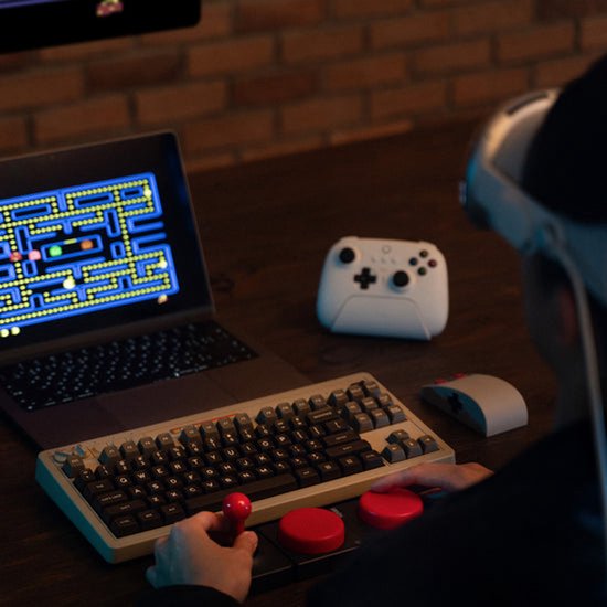 8Bitdo C64 Edition toetsenbord Gamen USB + RF Wireless + Bluetooth QWERTY Brits Engels Grijs