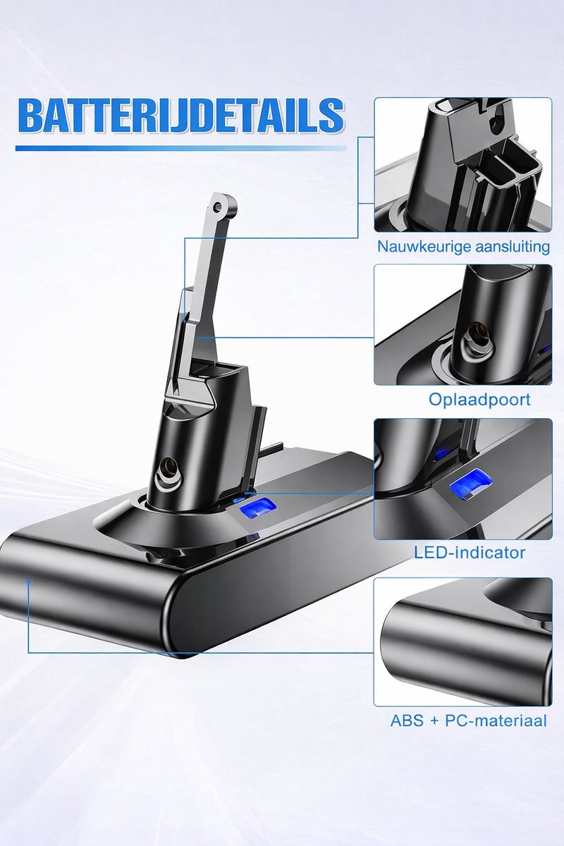 Dyson EXPER - V8/SV10 Serie Li-ion 6000mAh/21.6V Plus.Parts Accu voor Dyson thumbnail 5