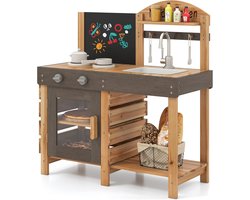 Houten Buitenkeuken voor Kinderen - Speelkeuken met Fornuis en Accessoires