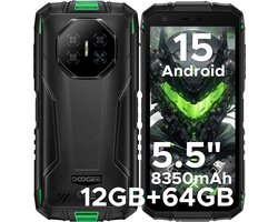 DOOGEE Fire 3 4G - Outdoor Phone - Robuuste Smartphone - 12GB RAM+ 64GB ROM/2TB TF - Android 15 - 8350mAh- 5,5-inch IPS HD+ - 13MP AI-camera - Widevine L1 - Face ID - NFC - IP68 - Groen