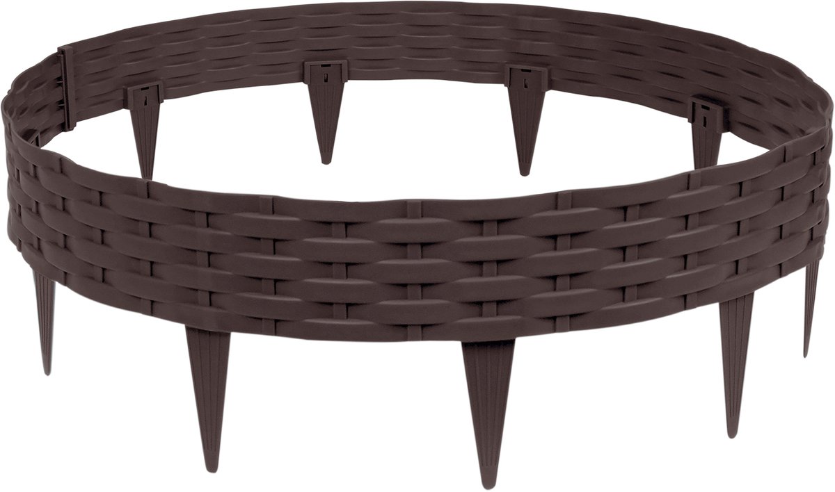 Aufun Biegbare Rattanlook Graszegel 5m - 5 Stuks 100cm Kunststof Beetrand Voor Tuin - Bruin