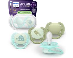 Philips Avent Ultra Soft Nighttime - 0 tot 6 maanden - Glow-in-the-dark fopspeen - 4pack -SCF094/09 - 9 stuks