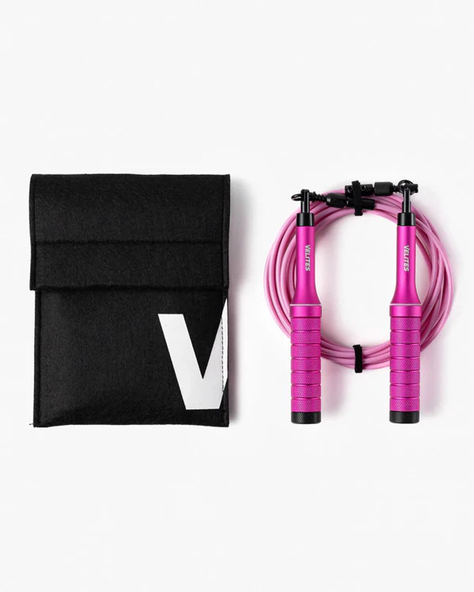 Velites Earth 2.0 Verzwaard Springtouw Roze – Instelbare Jumprope tot 1,6 kg – CrossFit, Functional Fitness & Conditioning – Geschikt voor Double Unders