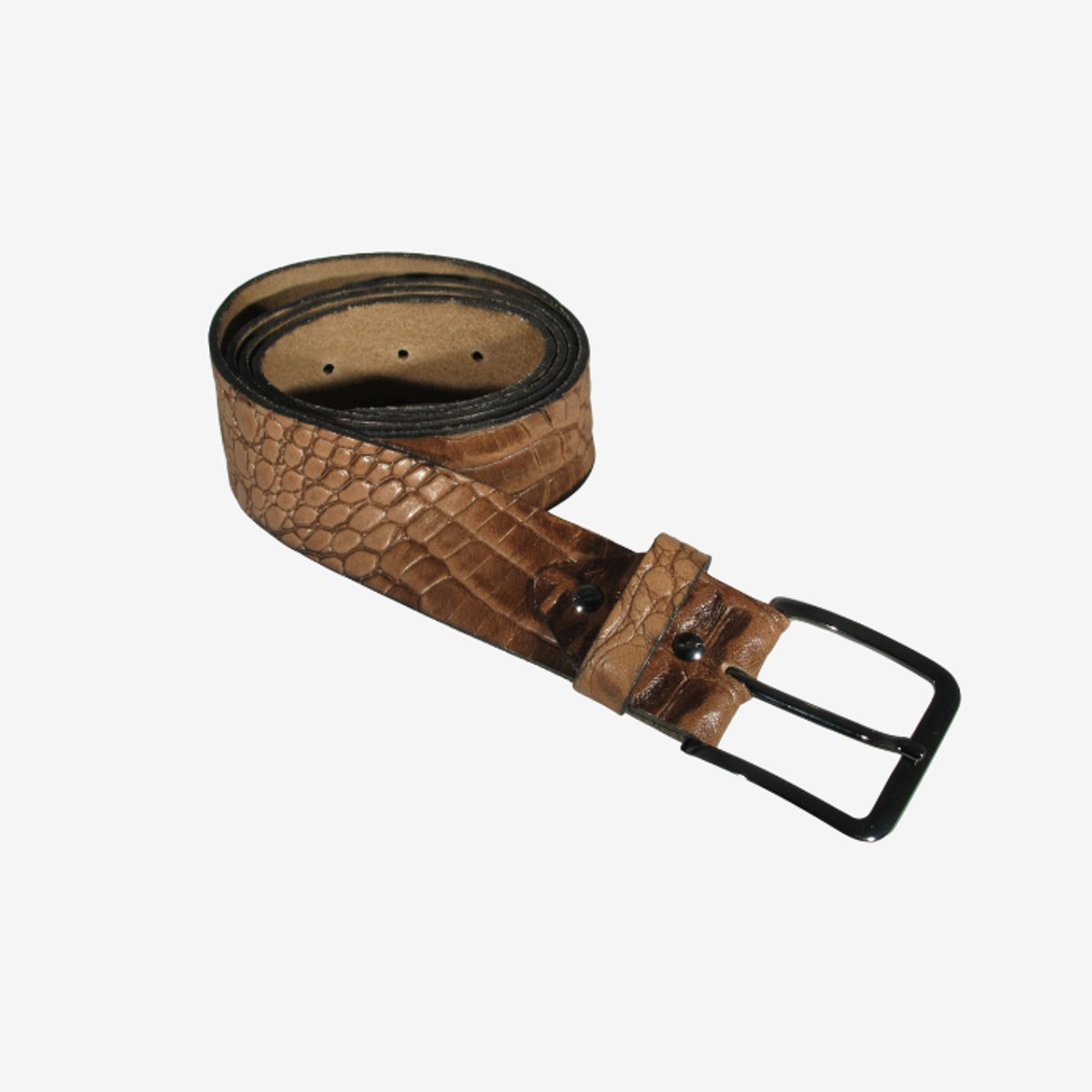 Cayman - Handgemaakte heren riem - Italiaans leer - Licht bruin - Italiaanse gesp Nikkel Satin - Hoogte 3.8 cm - Maat 100