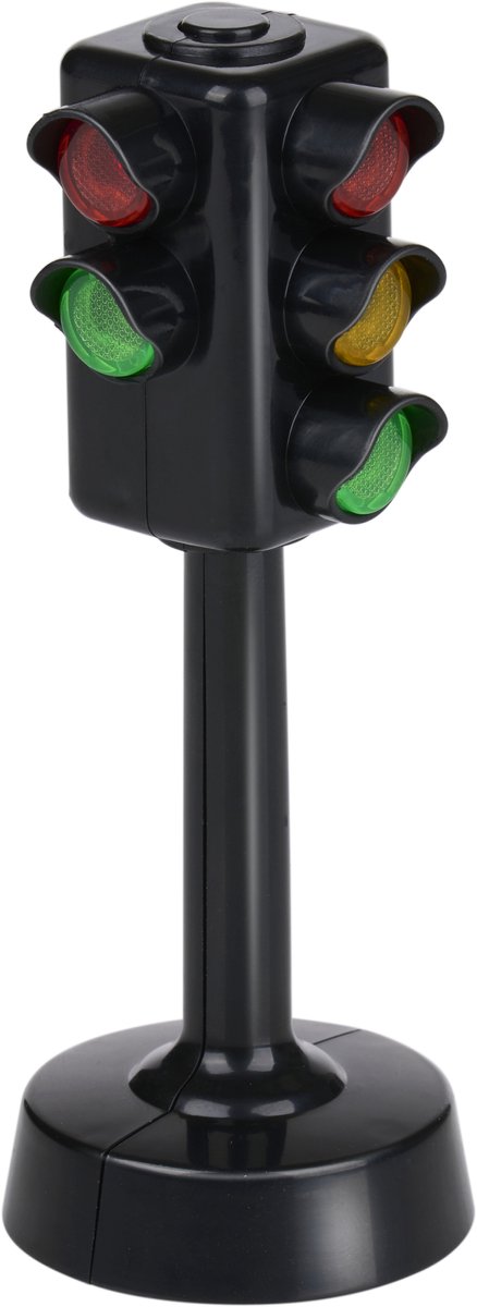 Eddy Toys speelgoed verkeerslicht - met licht- en geluidseffecten - werkt op batterijen - kunststof - 11,5 cm hoog - zwart - voor rollenspellen en verkeerseducatie