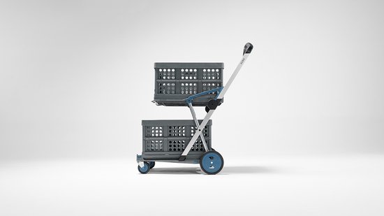 Obbocare Boodschappentrolley met 4 wielen, met zitting in zwart, van aluminium, inklapbaar, met tas voor voorwerpen, 20 l