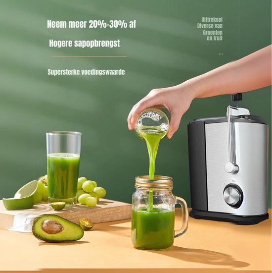 Aurixi® Professionele Juicers - Sapcentrifuge voor Groenten & Fruit - Juicer Met 0.65 L Sapbeker en Pulpreservoir - 2 Snelheden - 600W - RVS / Zwart - Zilver - 29cm x 26cm x 18cm van Aurixi — afbeelding 5