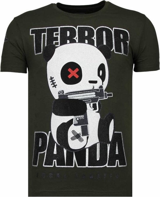 Local Fanatic Terror Panda - T-shirt strass - Kaki Terror Panda - T-shirt strass - T-shirt homme kaki Taille S