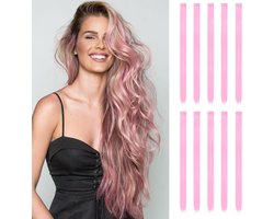 10 stuks - Premium Hair Extensions - 55 cm - Hairextensions - Extension - Haarstuk - Clip-in haarstukjes - Hittebestendig synthetisch haar - Haarverlenging - Haren Vrouw - Haarstukje - Voor vrouwen en meisjes - Roze