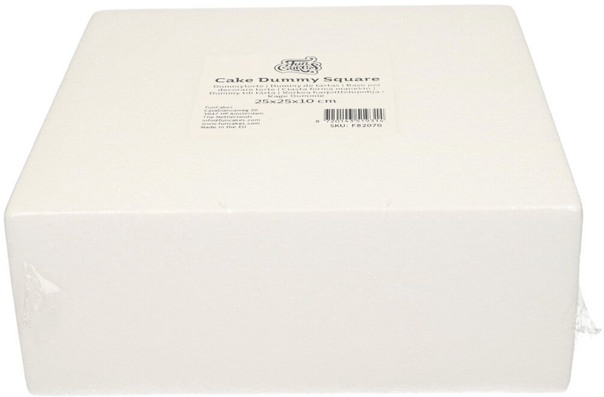 FunCakes Taart Dummy - Piepschuim Blok - Vierkant - 25x25x10 cm