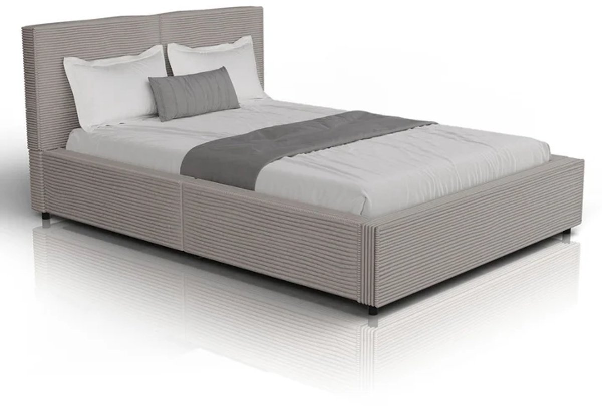 Gestoffeerd Bed Salerno - Corduroy - 140x200cm - Taupe