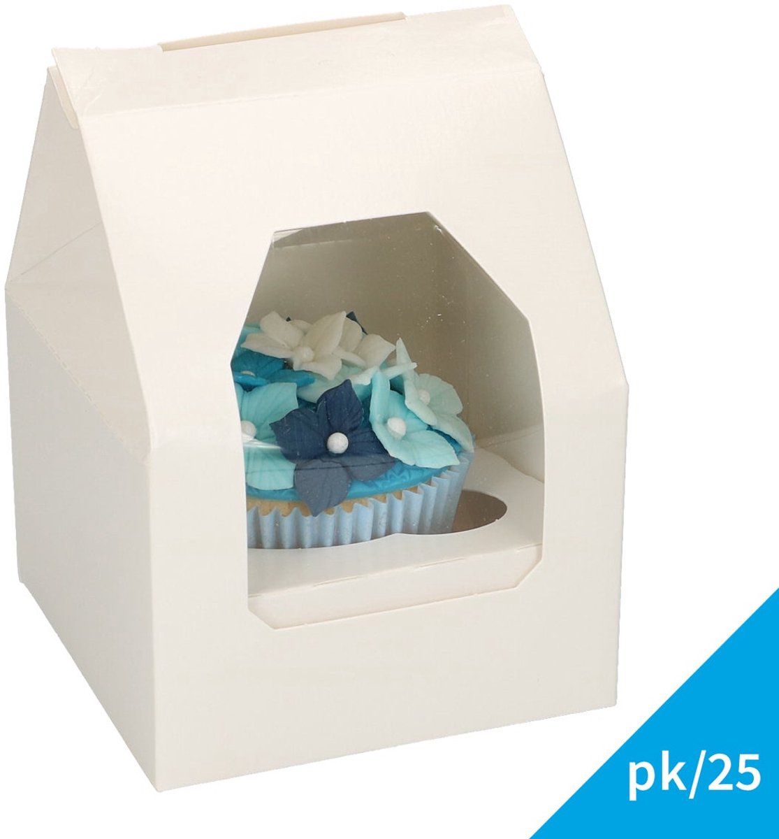 FunCakes Cupcake Doos voor 1 Cupcake of Muffin - Wit - 25 Stuks - Cupcake Bewaardoos