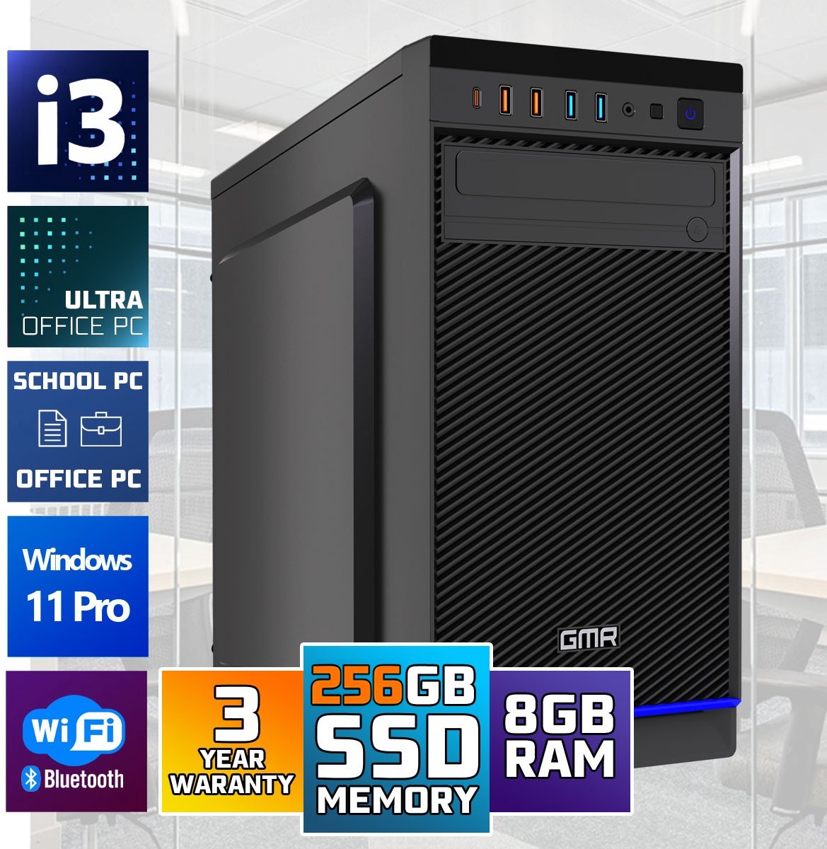 Intel Ultra Compleet Desktop PC | Intel Core i3 | 8 GB RAM | 256GB SSD | Windows 11 Pro | Business Office Multimedia Computer – foto 4