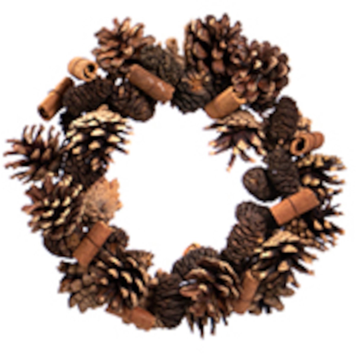 HOGEWONING BV - Dennenkegel- en kaneelkrans 19 cm natuurlijke decoratie