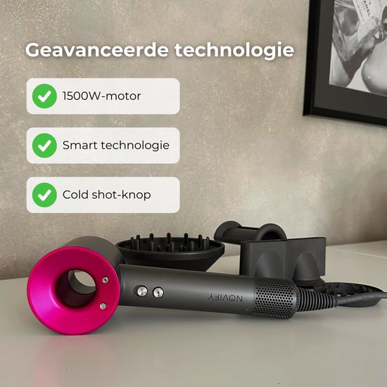 NOVIFY® Fohn - Fohnborstel - Haardroger met 5 opzetstukken - Fohn met Diffuser - 1500W - Antraciet - 2026