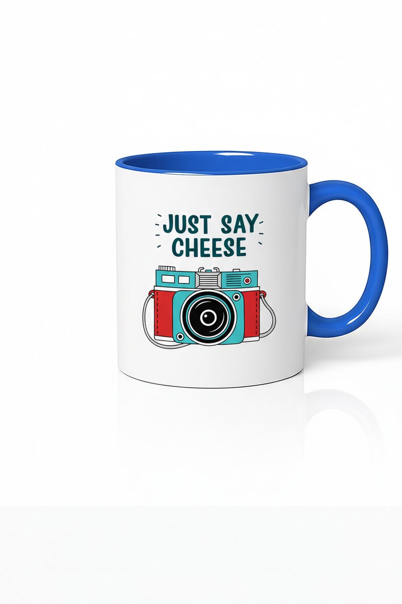 Just Say Cheese Mok - Retro Camera Design Koffiemok