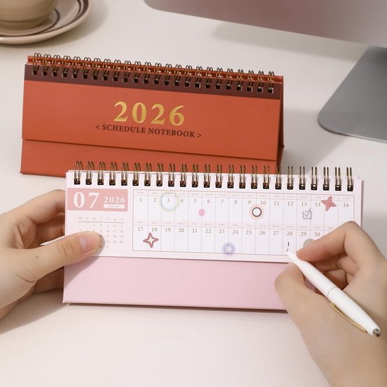 Mini Desk Calendar 2026-2027 UK, Jan 2026 tot juli 2027-19 Maanden Pocket Flip Desktop