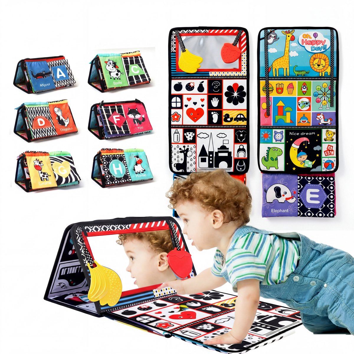 Maness® Buikligtrainer Baby - Knisperboekje Baby - Baby speelgoed 6 maanden - Educatief Speelgoed - Tummy Time - Montessori - Sensorisch