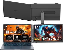 Blackview GamiBook8 Gaming Laptop (AMD Ryzen7 7735HS/32G/1TB) + SCM6 14″ Draagbare Monitor Set, All-in-One Gaming & Kantoor Accessoires (Laptop Tas/Muis/Toetsenbordstickers, Grijs)