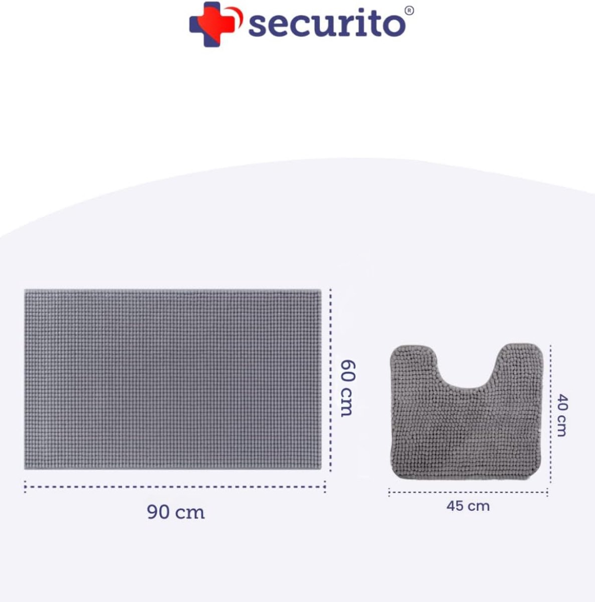 Antislip Badmat Grijs 90x60 cm – Sneldrogend & Comfort