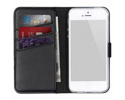 Selencia Hoesje - Geschikt voor Apple iPhone 5s / SE (2016) / 5 - Echt Lederen Bookcase - Zwart