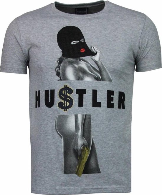 Hustler - Rhinestone T-shirt - Grijs