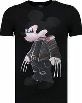 Local Fanatic Bad Mouse - Rhinestone T-shirt - Zwart Heren T-shirt XL