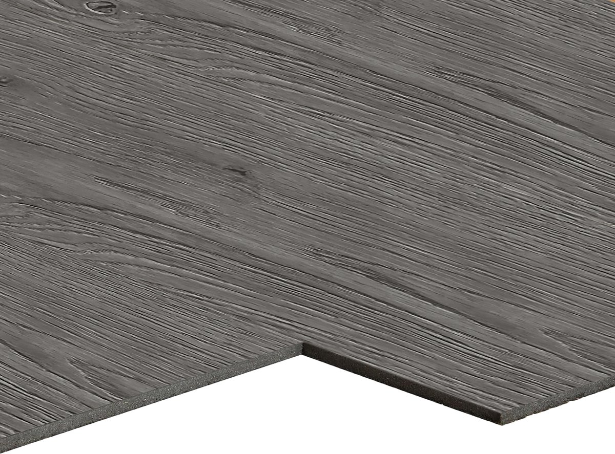 Aufun PVC-vloerbedekking set 2,51m² PVC vloeren, 18 Stuks Vinyl vloeren Ritsel voor Keuken, Woonkamer en Balkon, Donkergrijs