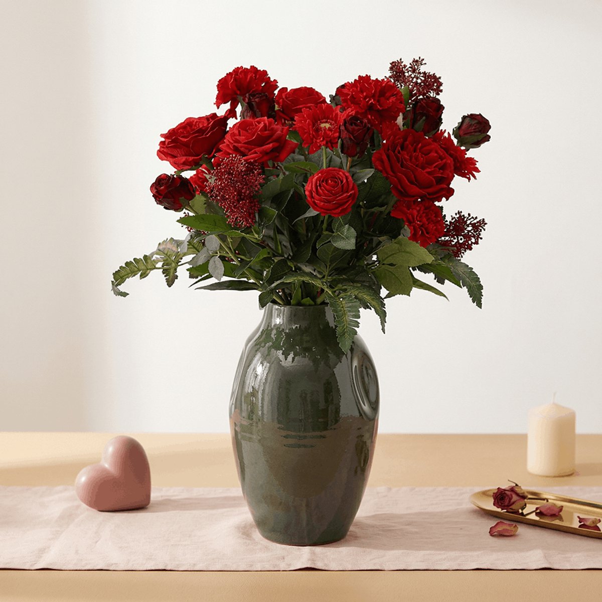 maxifleur Kunstplanten Handgebonden Kunstboeket Valentina Ravello 55 cm Rood