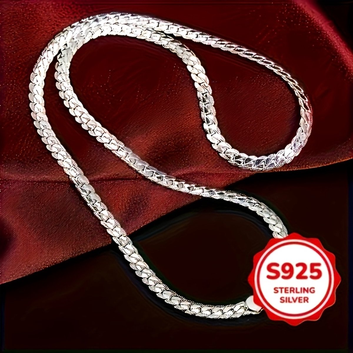 Sjika - S925 Sterling Zilveren Mannenketting – Tijdloze Schakelketting – Heren Sieraad - Cadeau voor hem