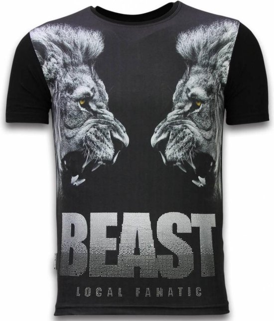 Beast - Digital Rhinestone T-shirt - Zwart