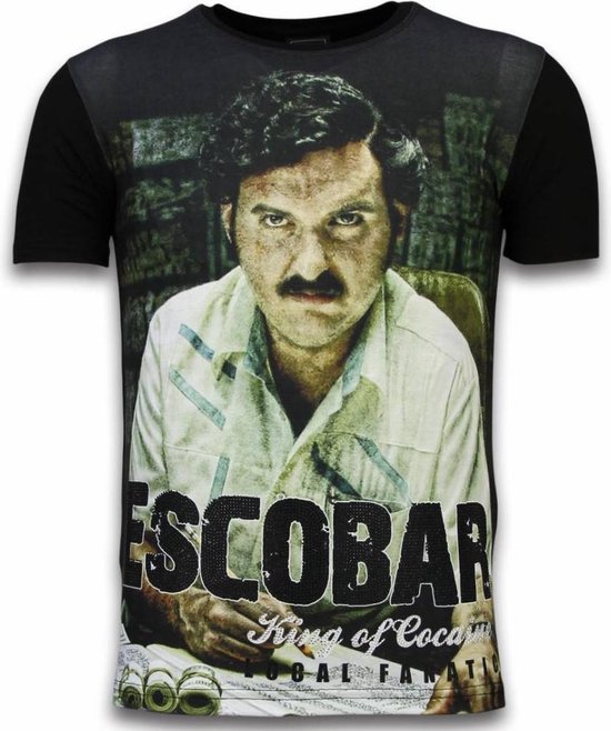 Foto: Escobar king of cocaine digital rhinestone t shirt zwart