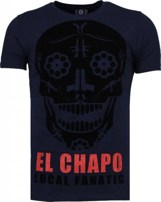 Local Fanatic El Chapo - T-shirt à imprimé flocké - Navy El Chapo - T-shirt à imprimé flocké - T-shirt pour homme bleu marine taille XL