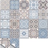 Decoratie Sticker Tegels - Muurstickers Bloemen Vintage Retro - 15x15 cm - 15 stuks Plakfolie Tegelstickers - Plaktegels Zelfklevend - Sticktiles - Badkamer - Keuken