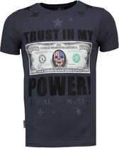 Trust In My Power - Rhinestone T-shirt - Donker Grijs
