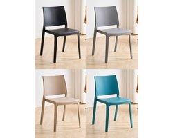 Stoelen van 4 - Stoelen - Kantoor - Eetkamerstoel - Stapelbaar - Blauw - Grijs - Zwart - Bruin - Binnen/Buiten
