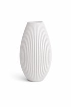 Witte Vaas 25 cm – Moderne Ribbel Vaas – Design Vaas – Scandinavische Woondecoratie