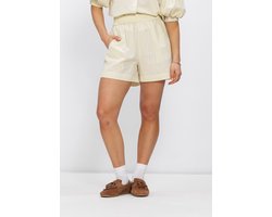 Notre-V Nv-heintina Slim Stripe Broeken Dames - Butter yellow - Maat XXL