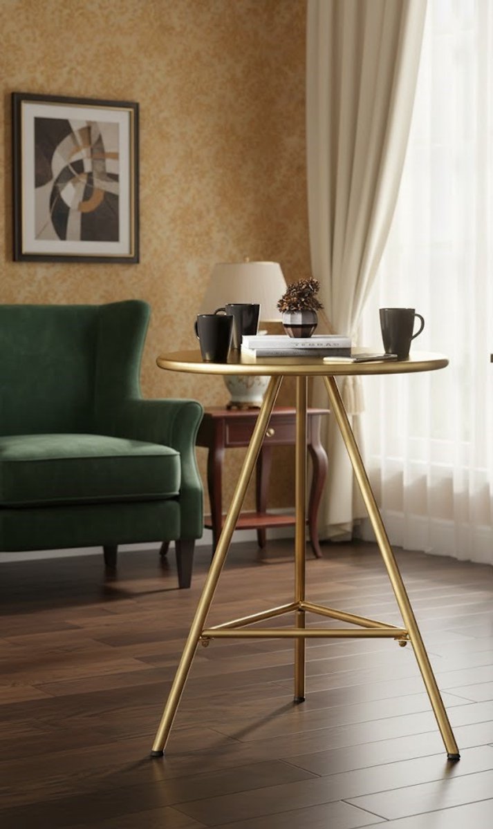 Serena Luxe Gouden Ronde Bartafel 105 cm - Moderne Hoge Bistro- & Statafel voor Keuken, Café & Terras Merk: Casa Serena – 105 cm – Casa Dorada