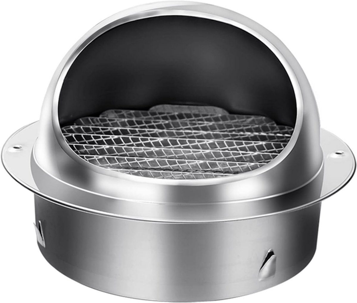 Ronde Ventilatie Rooster RVS - Luchtuitlaat voor Buiten met Insecten- en Regenscherm