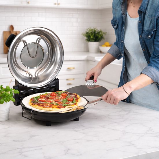 Mulex Pizza Crusto Steinoven – Elektrische Pizzaoven tot 400°C – Boven- en Onderwarmte Apart Regelbaar – 1200W - Tasfirin — afbeelding 5