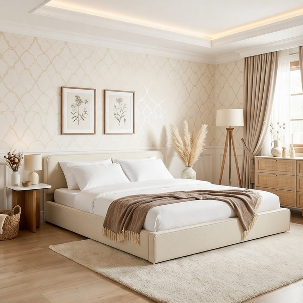 Anais Luxe Gestoffeerd Eenpersoonsbed 120x200 cm - Designbed met stoffen Bekleding en Houten Poten - Inclusief lattenbodem - Scandinavisch Stijlvol Bed in Beige, Grijs of Zwart Casa Serena