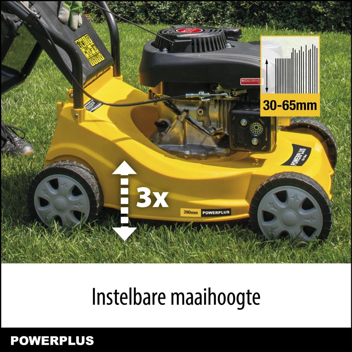 Powerplus benzine grasmaaier - 390 mm Ø en 132 cc, tuintoestel op benzine, met grasopvangsysteem en achteruitworp – foto 5