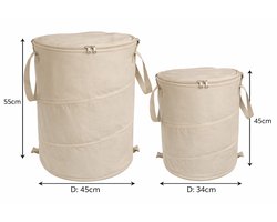 WinQ-Camping Vuilnisbak 60L – Opvouwbare en Afsluitbare Afvalbak voor Kamperen en Tuin – Beige - 34x40cm- Ook voor opruimen in huis- Waterdicht