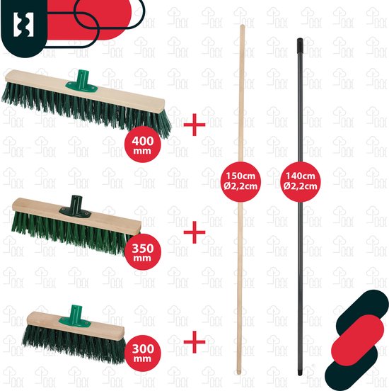 KOTARBAU® Straatbezem, Veegbezem, Tuinbezem, Beukenhout, 30 cm, Groen, Buitenbezem, Harde Veegbezem, Houten Straatbezem, met Metalen Steel van KOTARBAU — afbeelding 2