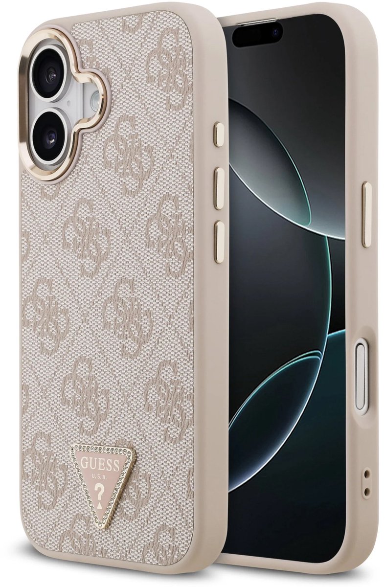 Guess 4G Triangle geschikt voor iPhone 17 hoesje – MagSafe compatibel – Roze