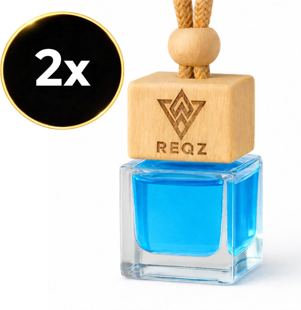 Reqz® Autoparfum Oceaan Geur – 2x Auto Diffuser Parfum – Luxe Houten Auto Geurverfrisser – Langdurige Frisse Geur
