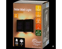 Solar Up & Down Wandlamp Buiten - Set van 2 - Warm Wit LED - Zwart - Zonne-energie - Gevelverlichting Tuin