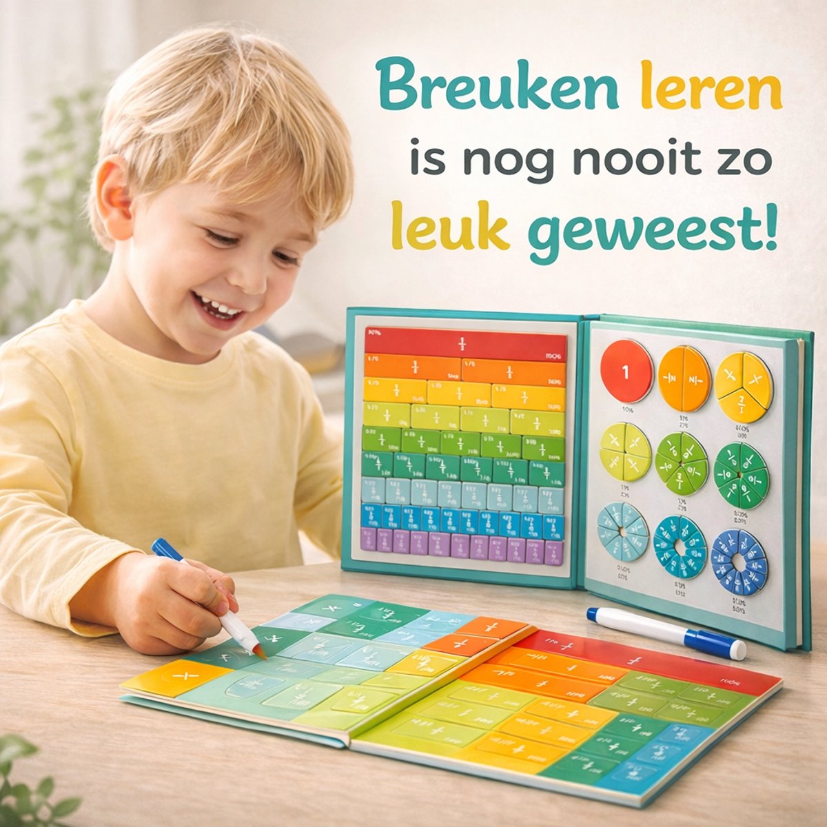 Montessori Breukenboek Magnetisch – Rekenen Oefenen met Breuken & Breukencirkels – Educatief Speelgoed 4-10 Jaar - Inclusief Stift — afbeelding 12