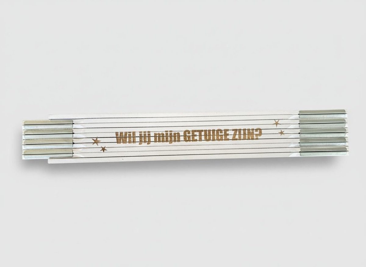 Hip met Pit Creaties - Gepersonaliseerde Vouwmeter Duimstok - "Wil jij mijn Getuige zijn" - Getuige Vragen Cadeau - Huwelijk Trouwen - Hout 2 Meter - Gegraveerd
